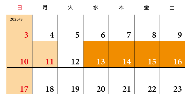 2025年夏期休業